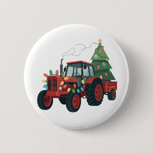 Farmer Tractor Xmas Lighting Tractor Christmas Button