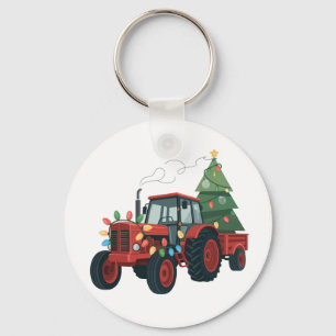 Farmer Tractor Xmas Lighting Tractor Christmas Keychain