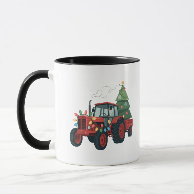 Farmer Tractor Xmas Lighting Tractor Christmas   Mug (Left)