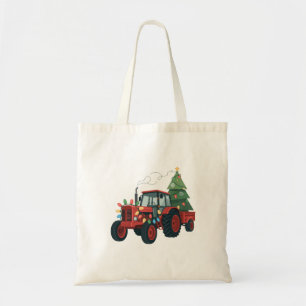 Farmer Tractor Xmas Lighting Tractor Christmas   Tote Bag