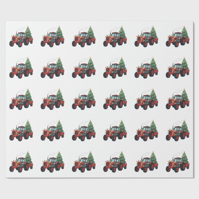 Farmer Tractor Xmas Lighting Tractor Christmas   Wrapping Paper (Flat)