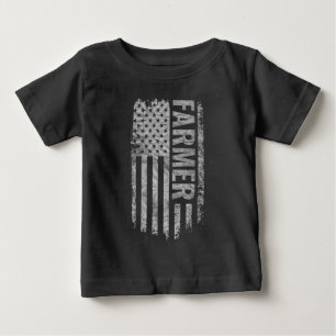 Farmer USA Flag Distressed design Baby T-Shirt