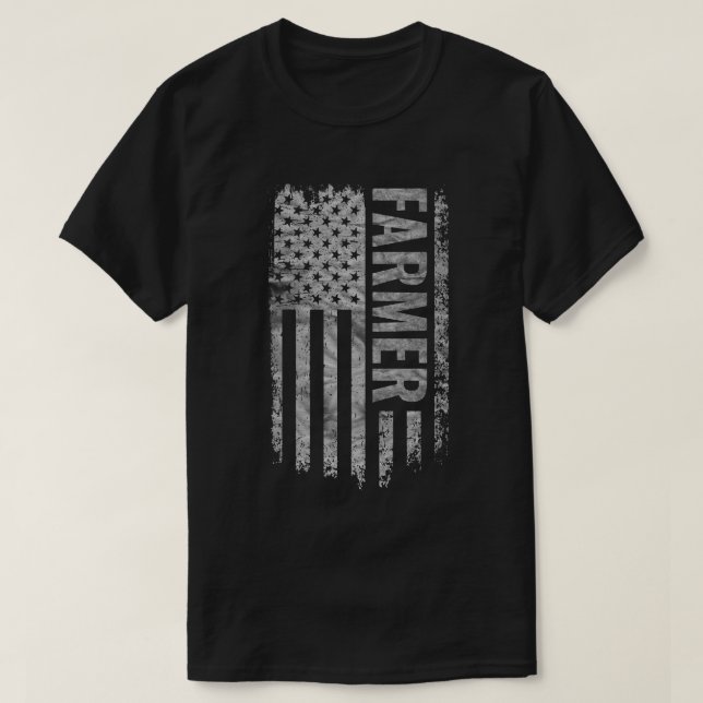 Farmer USA Flag Distressed design T-Shirt (Design Front)