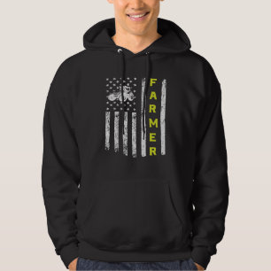 Farmer USA Flag Patriotic Farm Tractors Farming Hoodie