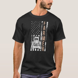 Farmer USA Flag Rancher Barnyard Harvest Farming B T-Shirt