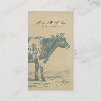 Farmer Vintage Dairy Cow Simple Rustic Cool Animal Business Card by red_dress at Zazzle