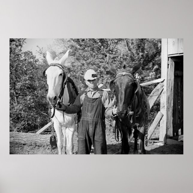 Farmer with Plow Horses, 1930s Poster (Front)