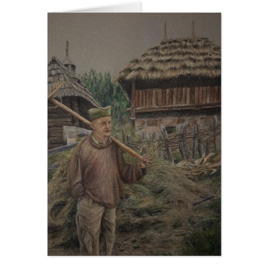 Farmer with rake, Sirogojno Cards (Front)