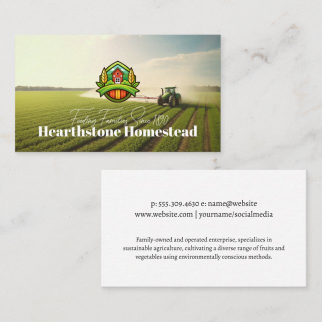 Farmer Working the Field | Agriculture Business Card (Front/Back)