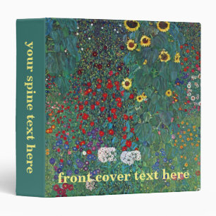 Farmergarden w Sunflower by Klimt, Vintage Flowers 3 Ring Binder