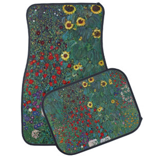 Farmergarden w Sunflower by Klimt, Vintage Flowers Car Floor Mat