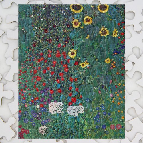 Farmergarden w Sunflower by Klimt Vintage Flowers Jigsaw Puzzle