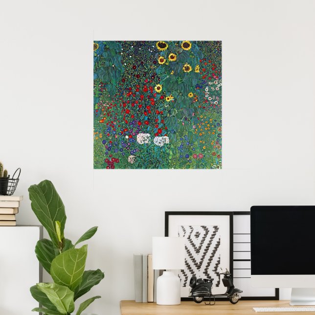 Farmergarden w Sunflower by Klimt, Vintage Flowers Poster (Home Office)