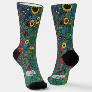 Farmergarden w Sunflower by Klimt, Vintage Flowers Socks