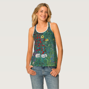 Farmergarden w Sunflower by Klimt, Vintage Flowers Tank Top