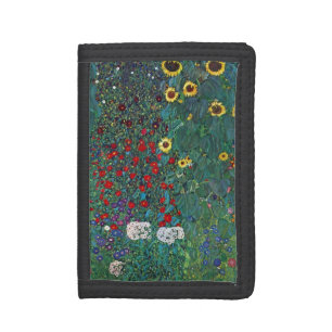 Farmergarden w Sunflower by Klimt, Vintage Flowers Trifold Wallet