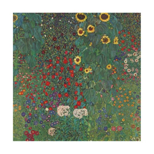 Farmergarden w Sunflower by Klimt Vintage Flowers Wood Wall Decor