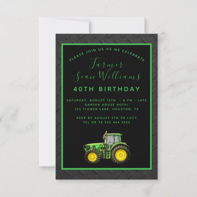 Farmer's 40th Birthday Party Invitation (Front)