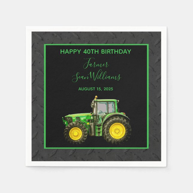 Farmer's 40th Birthday Party Napkins (Front)