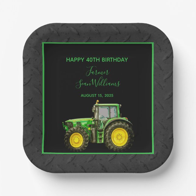 Farmer's 40th Birthday Party Paper Plates (Front)