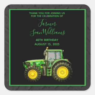 Farmer's 40th Birthday Party Square Sticker