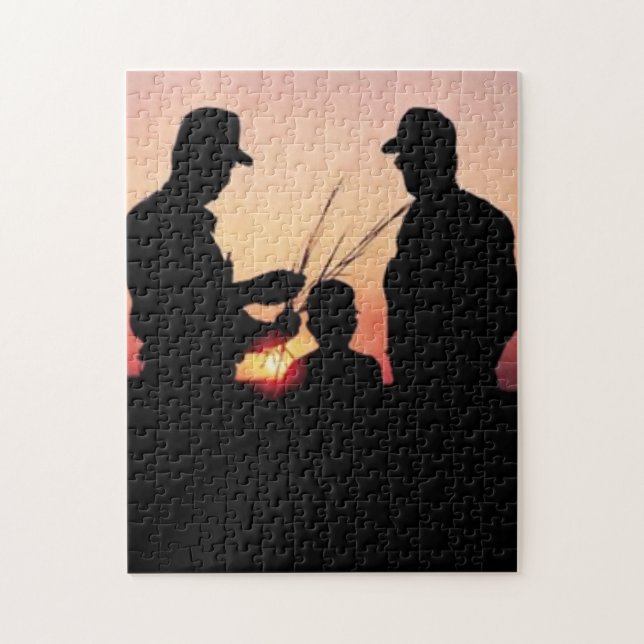 Farmers and Sunset Jigsaw Puzzle (Vertical)