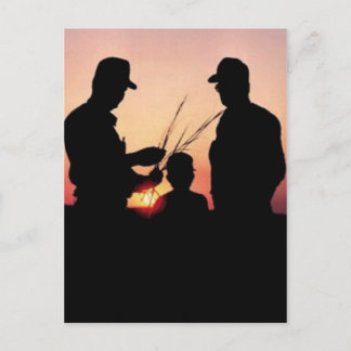 Farmers and Sunset Postcard