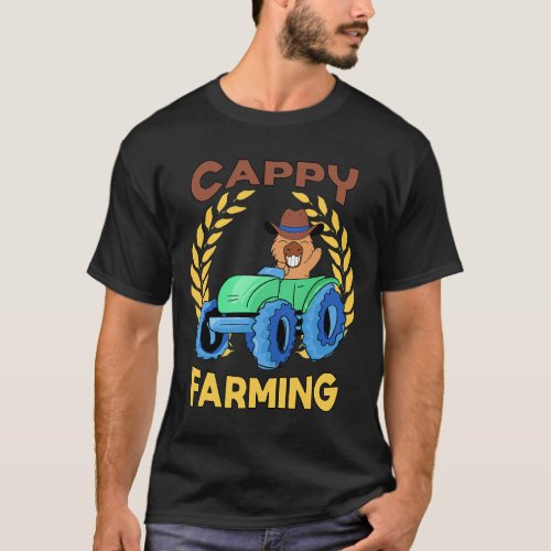 Farmers Cap Farming Capybara Tractor T_Shirt