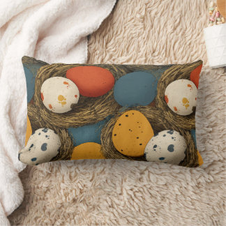 Farmer's Colorful Spotted Hen Eggs Lumbar Pillow