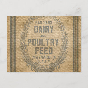 Farmers Dairy Poultry Feed Sack Burlap Postcard