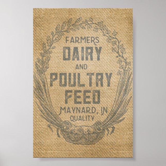 Farmers Dairy Poultry Feed Sack Burlap Poster (Front)