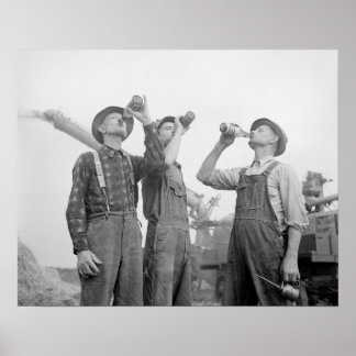 Farmers Drinking Beer 1941 Vintage Photo Poster Farmers Drinking Beer 1941 Vintage Photo Poster