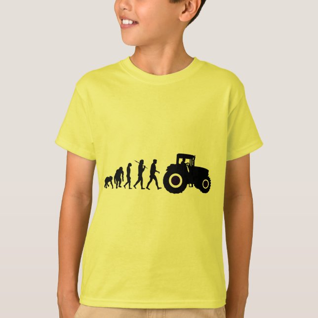Farmers Evolution of Farming Farm Tractor Drivers T-Shirt (Front)