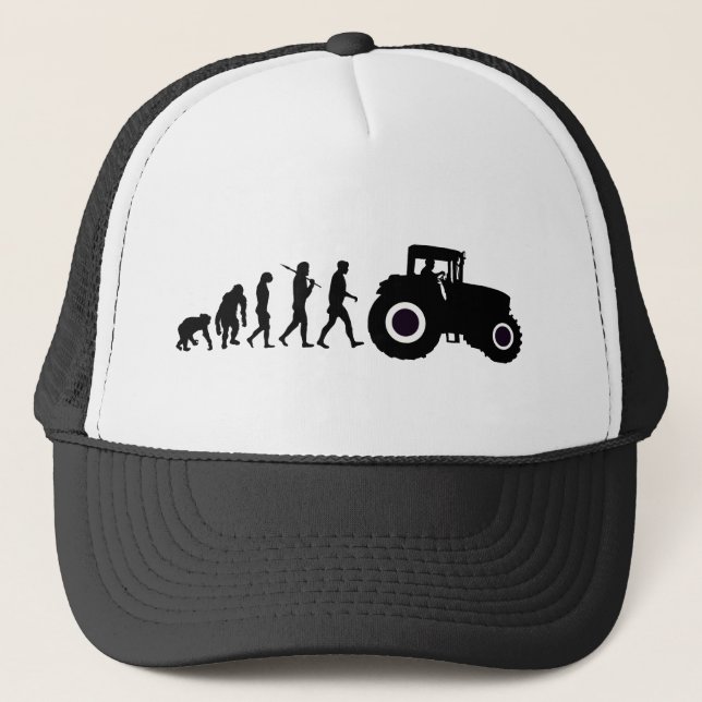 Farmers Evolution of Farming Farm Tractor Drivers Trucker Hat (Front)