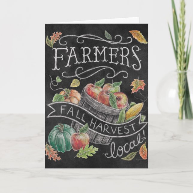 Farmer's Fall Harvest Chalkboard Holiday Card (Front)