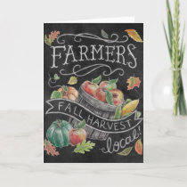 Farmer's Fall Harvest Chalkboard Holiday Card