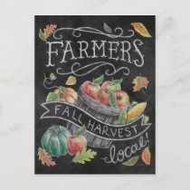 Farmer's Fall Harvest Chalkboard Holiday Postcard