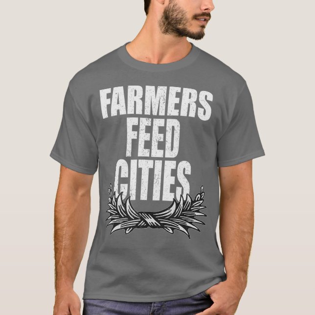 Farmers Feed Cities Green Farming Support T-Shirt (Front)