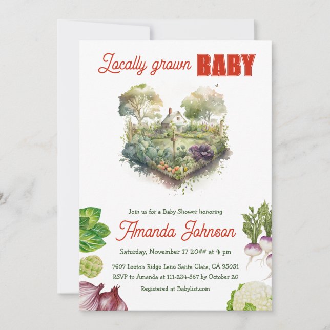 Farmer's Field Harvest Locally Grown Baby Shower Invitation (Front)