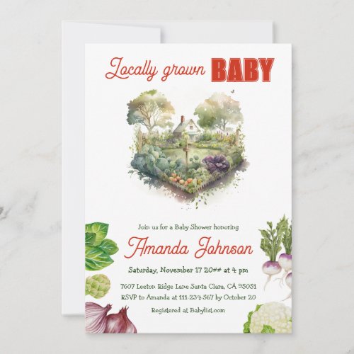 Farmers Field Harvest Locally Grown Baby Shower Invitation