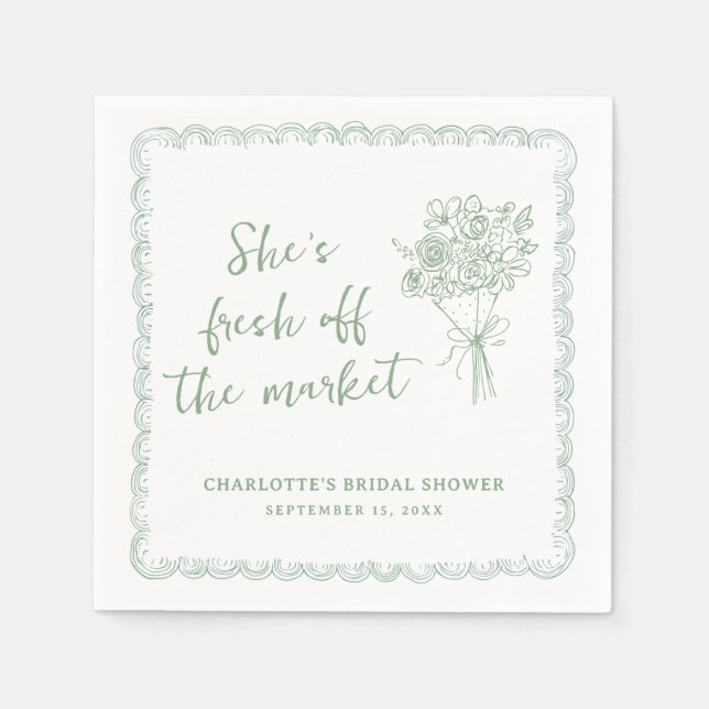 Farmers Fresh Off the Market Bridal Shower Napkins (Front)