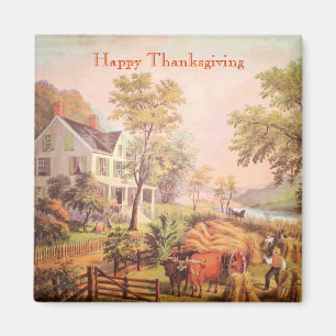 Farmer's Harvest Scene   Thanksgiving Magnet