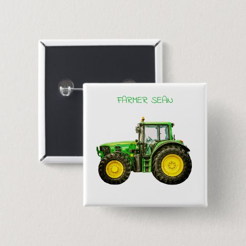 Farmers John Deere Tractor Button