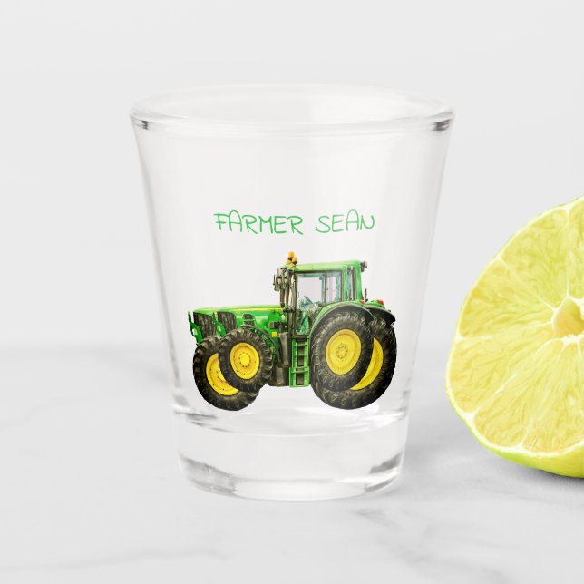 Farmers John Deere Tractor Shot Glass (Front)