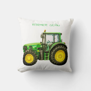Farmers John Deere Tractor Throw Pillow