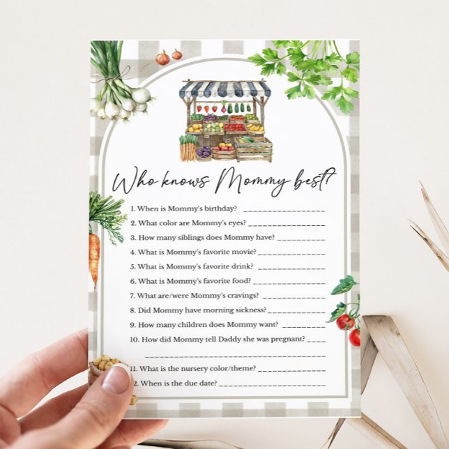 Farmers Locally Grown Who knows Mommy Best Game (Farmers Market Baby Shower Who knows Mommy Best Game )