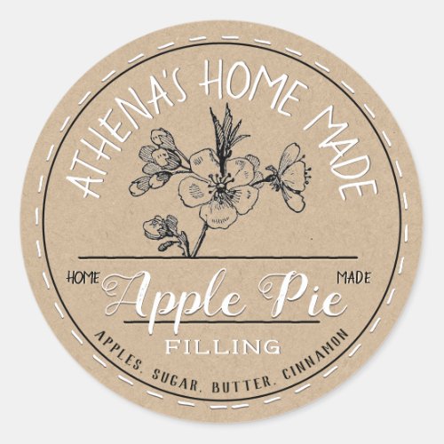 Farmers Market Apple Pie White on Kraft Classic Round Sticker