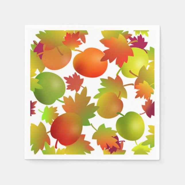 Farmer's Market Apples and Leaves Paper Napkins (Front)