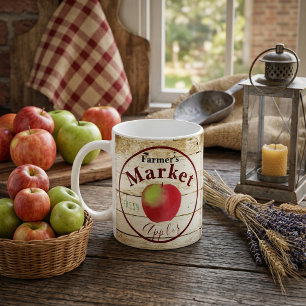 Farmer's market apples sign coffee mug