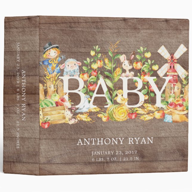 Farmers Market Baby Photo Album 3 Ring Binder (Front/Spine)